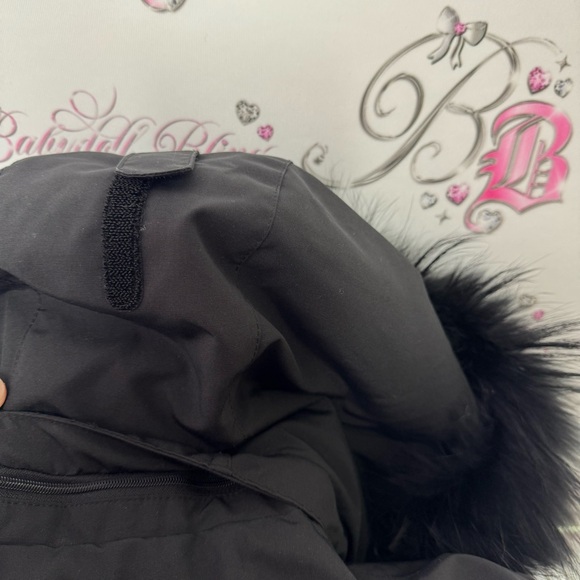Merrell coat jacket parka puffer feather down black fur hood waist tie cinch - Picture 14 of 16